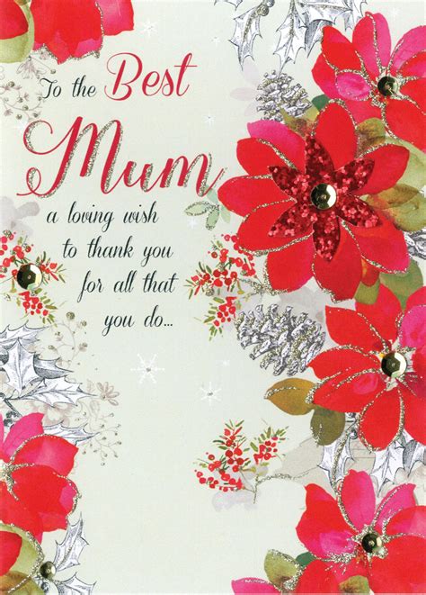 best mum embellished hand finished christmas card cards