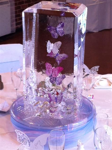butterflies frozen in an ice centrepiece sweet 15 party ideas quinceanera quince themes