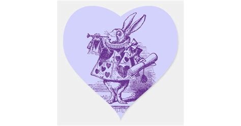 Vintage Alice In Wonderland White Rabbit Heart Sticker Zazzle