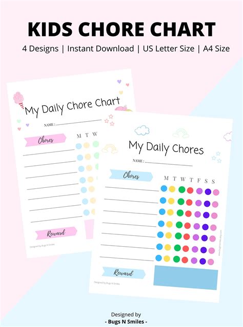 Kids Chore Chart Printable Kids Chore Chart Printable Kids Etsy Uk Images