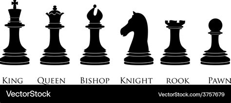 Black Chess Pieces With Names Royalty Free Vector Image