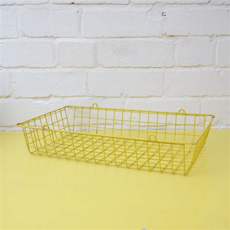 Vintage Yellow Wire Basket Industrial Wire Basket Rustic Etsy Uk
