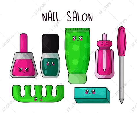 manicure nails clipart vector cute cartoon set with kawaii manicure products nail polish girls
