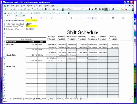 10 Free Excel Employee Schedule Template Excel Templates