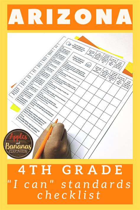 4th Grade Arizona Standards I Can Checklist In 2020 Fourth