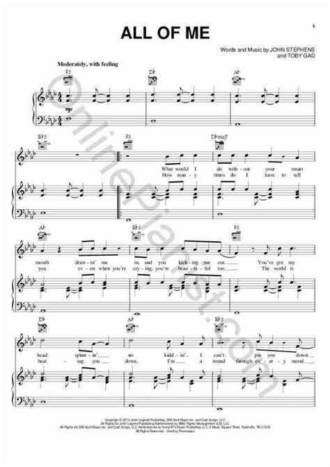 All of me is a song by john legend. All Of Me Piano Sheet Music | OnlinePianist