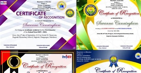 Deped Certificate Of Recognition Template Free Download Templates