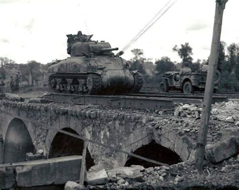 M4a1 Of The 3rd Armored Division Crossing The River Vire At Saint