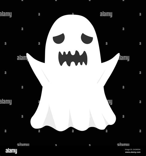 Halloween Scary Little White Ghost Design On A Black Background Ghost