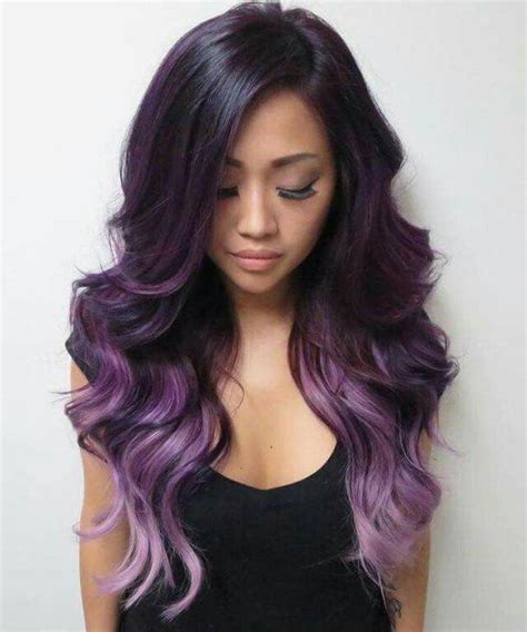 Purple Hair Highlights Purple Balayage Purple Ombre Hair Brunette