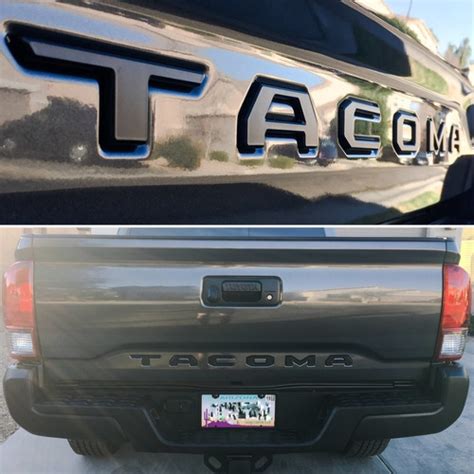 Emblema Letras Tacoma Negro Tapa Trasera 3d Relieve Origin Meses