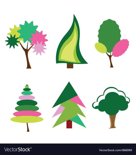 Cartoon Colorful Trees Royalty Free Vector Image