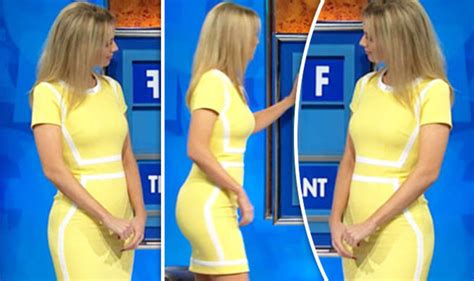 rachel riley squeezes curves into skintight dress for jaw dropping countdown appearance