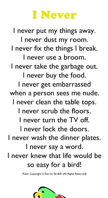 I Never By Darren Sardelli Rhyming Poems For Kids English Poems