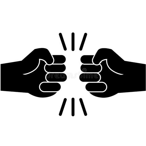 Fist Bump Glyph Icon On White Background Power Five Pound Sign Two