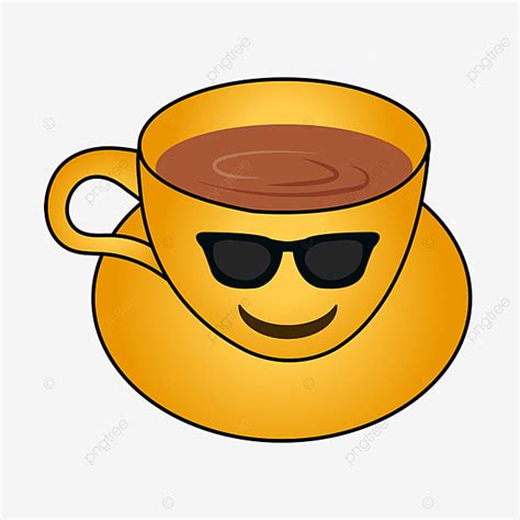 Green Tea Cup Vector Png Images Emoji Tea Cup With Yellow Colour Cup