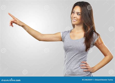 Beautiful Young Woman Pointing Royalty Free Stock Photography Image