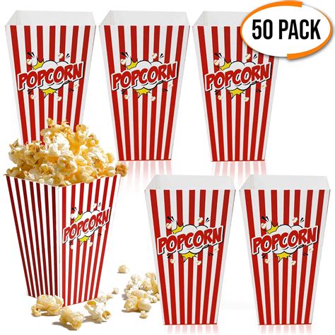 50 Party Popcorn Bags Boxes Movie Cinema Party Decor Loot Treat Novelty