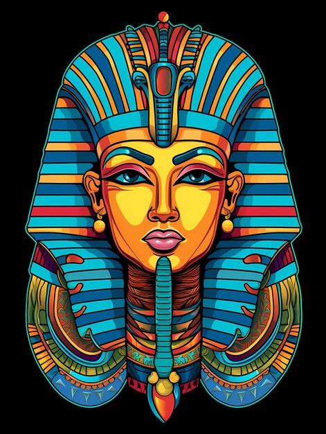 Premium Ai Image Color Portrait King Tutankhamun Mask Ancient
