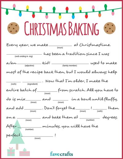 Pocket wedding invitation template, printable & svg files. Holiday Baking Christmas Mad Libs Printable | FaveCrafts.com
