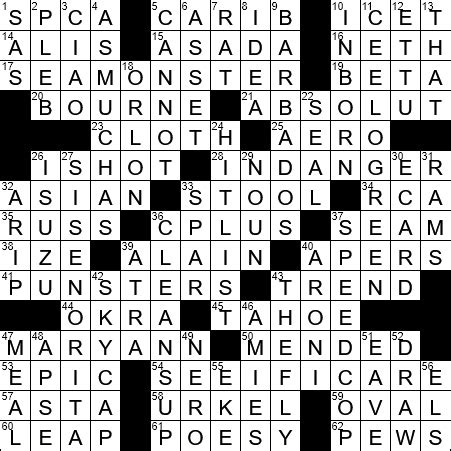 54 Monstrous Crossword Clue - Daily Crossword Clue
