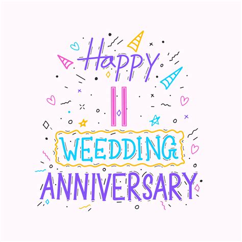 Happy 11th Wedding Anniversary Hand Lettering 11 Years Anniversary