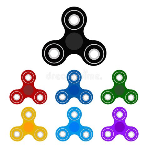 Set Of Fidget Spinners Of Different Colors Vector Stock Illustration