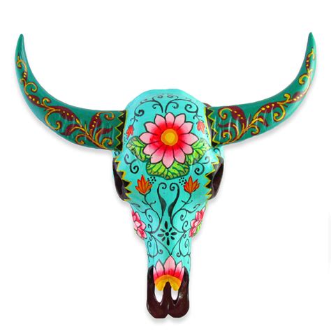 28cm Hand Painted Cow Skull Wall Art Made Of Resin Sugar Skull Ebay