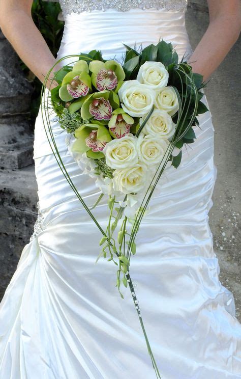 Wonderfully Different Heart Shaped Bouquet With Green Cymbidium Orchids