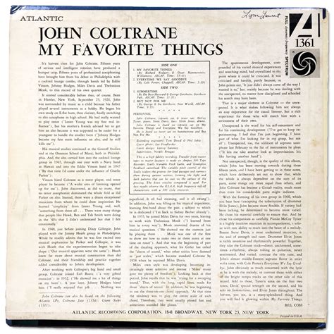 Vinyl Spotlight John Coltrane My Favorite Things Atlantic 1361