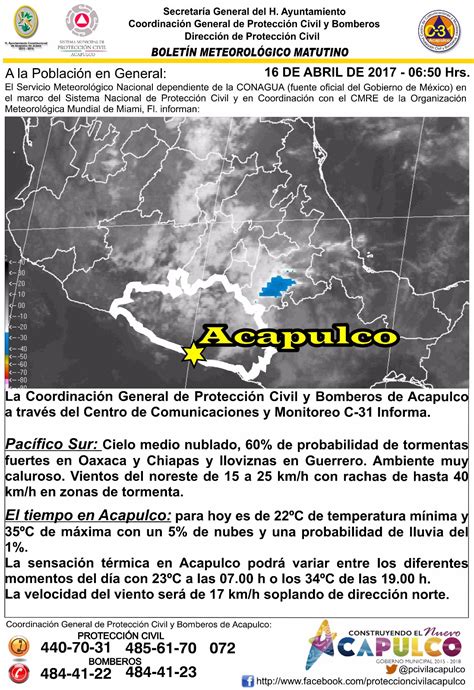 En acapulco, la temporada de lluvia es nublada, la temporada seca es parcialmente nublada y es resumen del clima. Clima de Acapulco hoy domingo: entre 22 y 35 grados