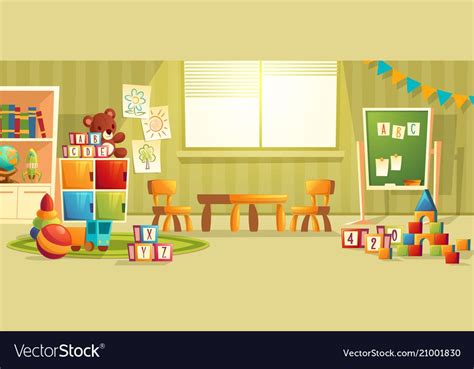 Cartoon Interior Of Kindergarten Room Vector Image On Vectorstock
