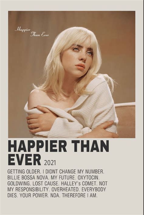 Happier Than Ever Album Cover Poster Music Poster Ideas Music Poster Design Minimalist Music