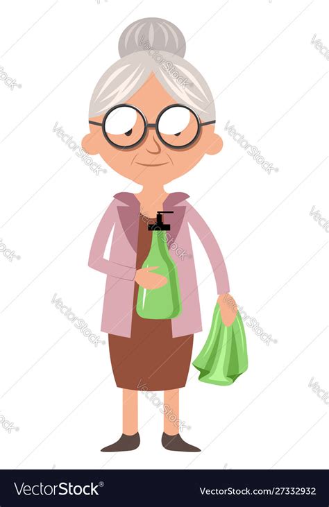 Granny Cleaning On White Background Royalty Free Vector