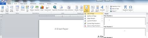 Inserting Page Numbers Microsoft Word Formatting Your Paper