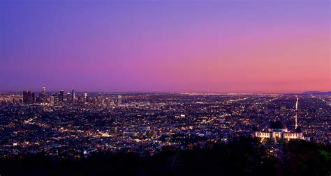 Hd Wallpaper Los Angeles City Sky Lights City Lights Pink