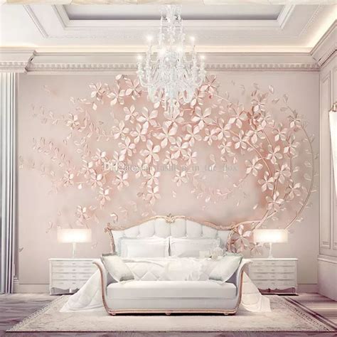 Custom 3d Wallpaper Luxury Wall Mural Rose Gold Flower Photo Wallpaper