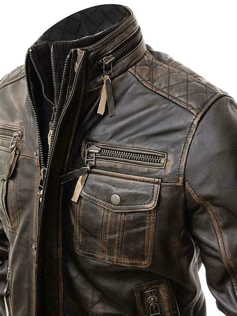 Cafe Racer Vintage Distressed Motorcycle Retro Biker Mens Genuine