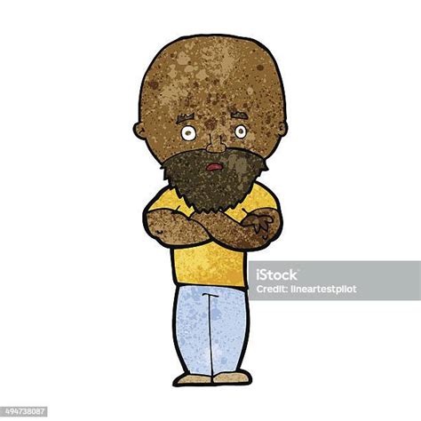 Cartoon Shocked Bald Man With Beard Stock Illustration Download Image