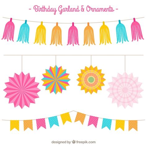 Pack De Guirnaldas De Colores De Fiesta De Cumpleaños Vector Gratis