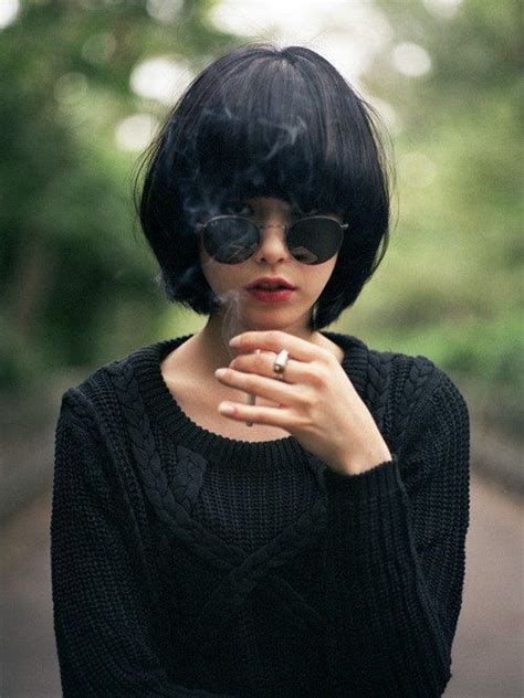 Smoking Girl Girl With A Sigarette Bob Haircuts For Women Short Bob