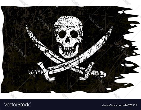 Classic Jolly Roger Pirate Flag Torn Old Vector Image
