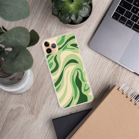 Green Swirl Iphone Case Aesthetic Trendy Stripes Iphone Case Etsy