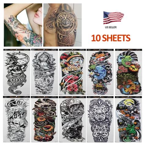 Sheets Full Arm Temporary Tattoo Sticker Waterproof Fake Sleeve Flash Tattoo Picclick