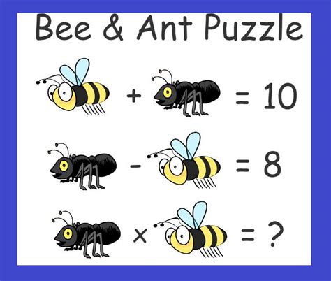 Brain teaser | math equation with answer solve this easy math equation with three animals. bee-and-ant-brainteaser-puzzles-with-answer-solution ...