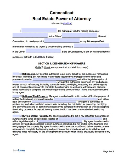 Free Connecticut Real Estate Power Of Attorney Form Pdf Power Of