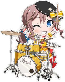 The anime character saaya yamabuki is a teen with to shoulders length brown hair and blue eyes. Saaya Yamabuki - Power - Sparkling Smile | Cards list | Girls Band Party | Bandori Party - BanG ...