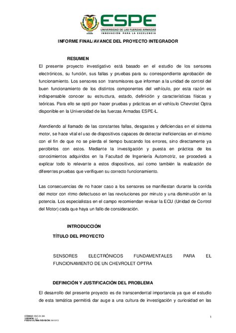 (PDF) Informe final del proyecto | Proyecto Automotriz II - Academia.edu