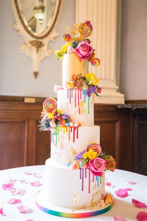 Rainbow Drip Wedding Cake Rainbow Wedding Cake Colorful Wedding
