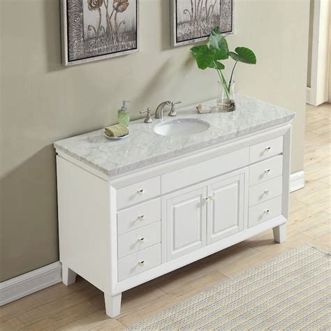 Silkroad Exclusive 60 In White Undermount Single Sink Bathroom Vanity